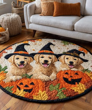Harvest Golden Retriever Quilted Round Mat