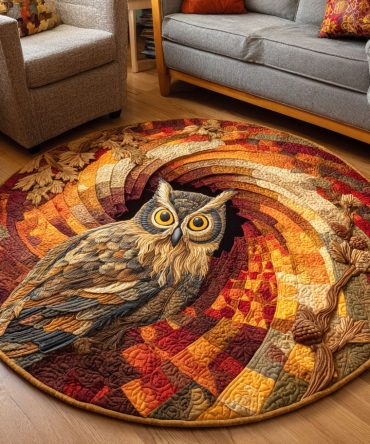 Harvest Owl Quilted Round Mat