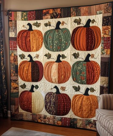Harvest Pumpkin Quilted Blanket