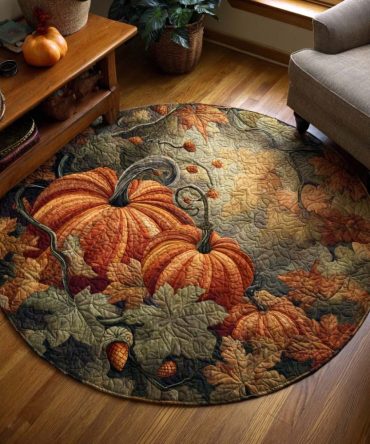 Harvest Pumpkin Quilted Round Mat
