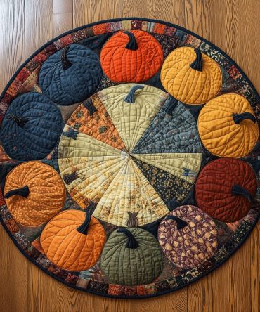 Harvest Pumpkin Quilted Round Mat
