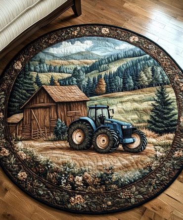 Harvest Tractor Quilted Round Mat