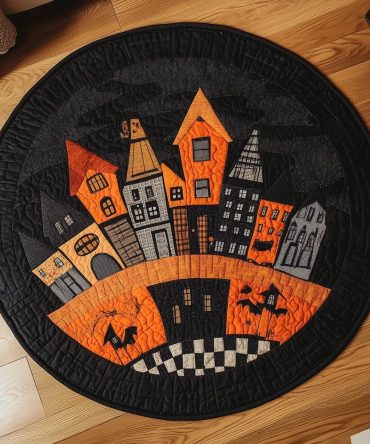Haunted City Quilted Round Mat