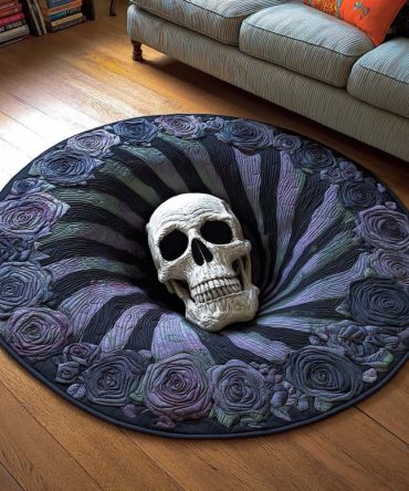 Haunted Skull Quilted Round Mat