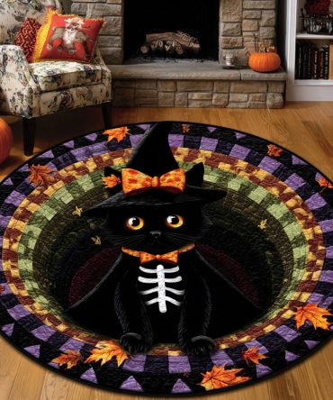Haunted Whiskers Quilted Round Mat