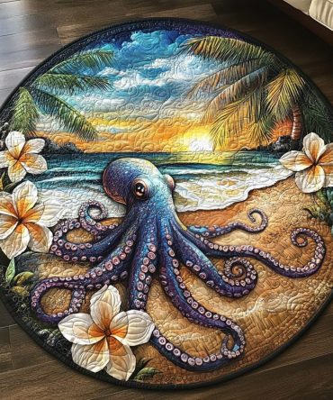 Hawaii Octopus Quilted Round Mat