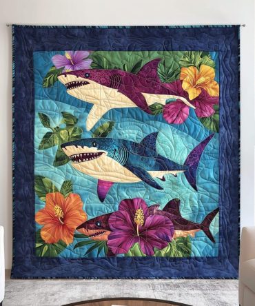 Hawaiian Shark Quilted Blanket
