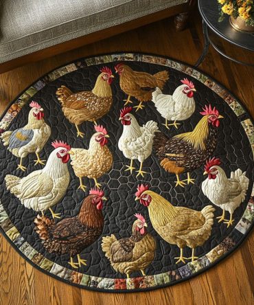 Hen House Charm Quilted Round Mat