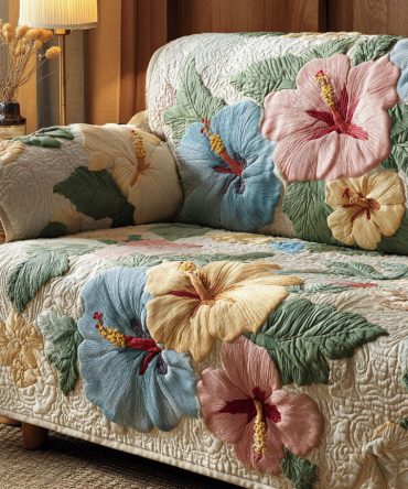 Hibiscus Dream Quilted Sofa Cover