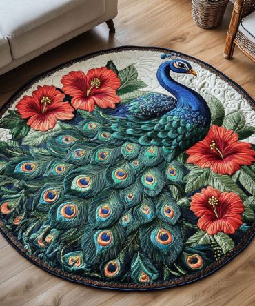 Hibiscus Harmony Quilted Round Mat