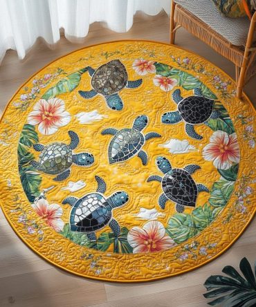 Hibiscus Hideaway Quilted Round Mat