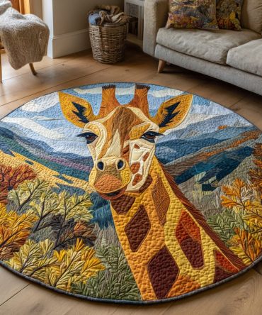 Highland Giraffe Quilted Round Mat