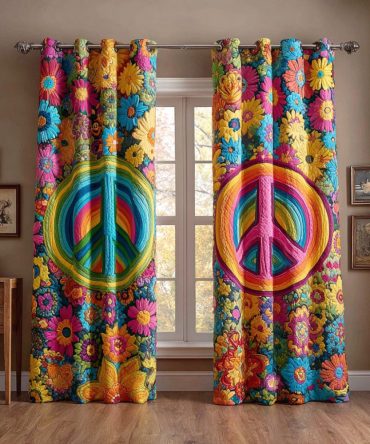 Hippie Peace Dream Quilted Curtains