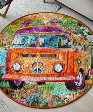 Hippie Roadtrip Bliss Quilted Round Mat