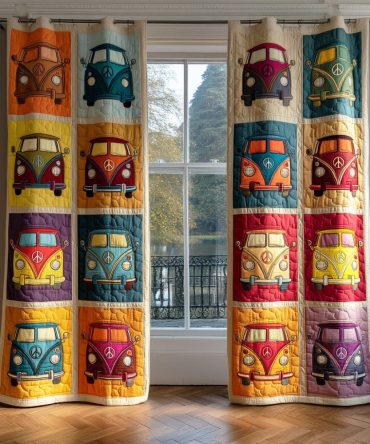 Hippie Van Valley Quilted Curtains