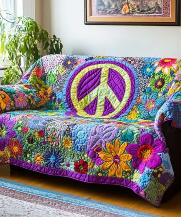 Hippie Vibes Quilted Sofa Cover