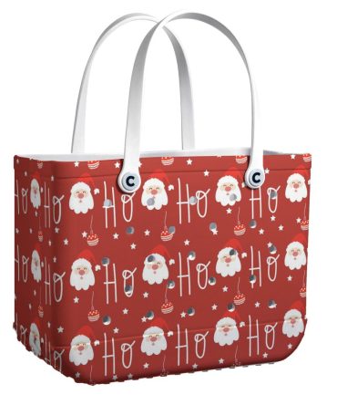 Festive Santa Tote Bag - Durable, Red Holiday Shopper With Christmas Design - Perfect For Gifting & Groceries