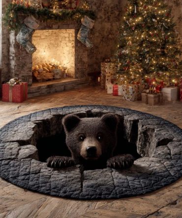 Bear Quilted Round Mat