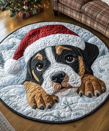 Holiday Boxer Dog Quilted Round Mat