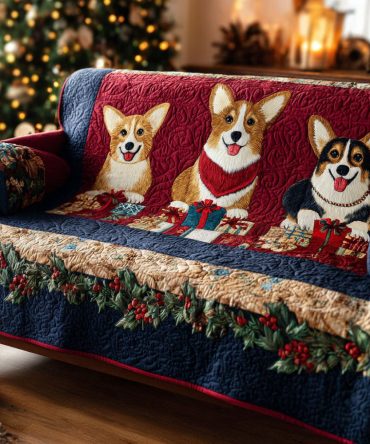 Holiday Corgi Gifts Quilted Sofa Cover