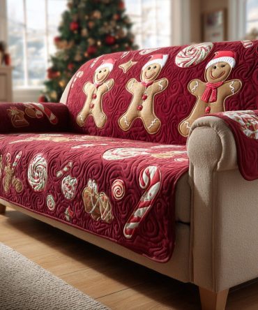 Holiday Gingerbread Man Quilted Sofa Cover