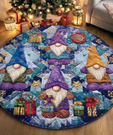 Holiday Gnome Quilted Round Mat