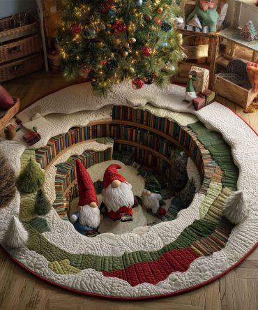 Holiday Gnomehole Quilted Round Mat