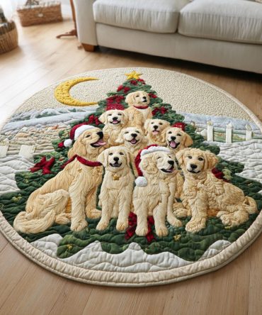 Holiday Paws Quilted Round Mat