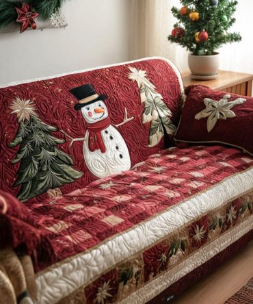 Holiday Plaid Charm Quilted Sofa Cover