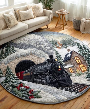 Holiday Rail Spirit Quilted Round Mat