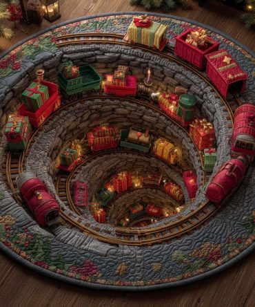 Holiday Railway Quilted Round Mat