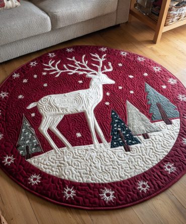 Holiday Reindeer Quilted Round Mat