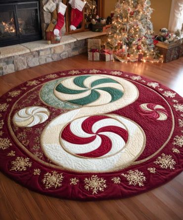 Holiday Swirl Mat Quilted Round Mat
