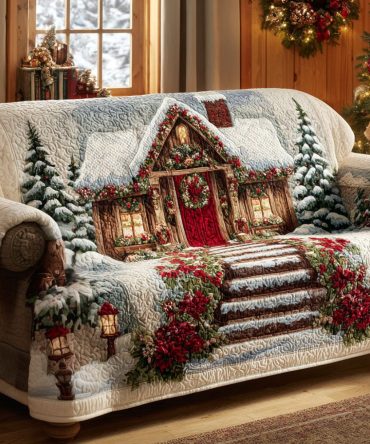 Holiday Welcome Cabin Quilted Sofa Cover