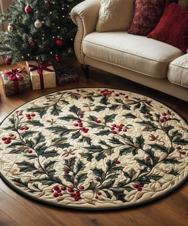 Holly Glow Quilted Round Mat