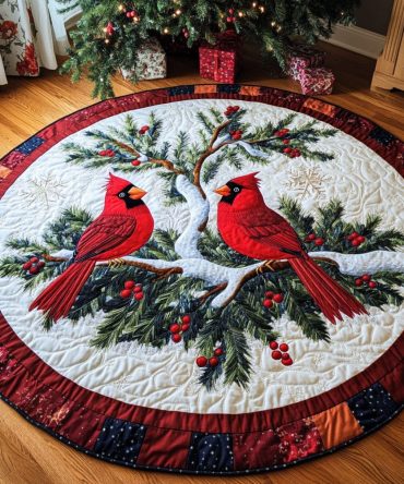 Holly Jolly Quilted Round Mat