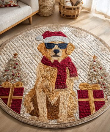 Holly Paws Quilted Round Mat