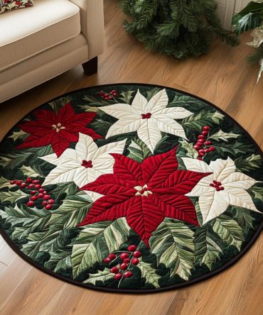 Holly Whisper Quilted Round Mat