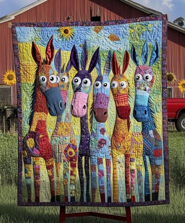Hoofbeats Of Happiness Quilted Blanket