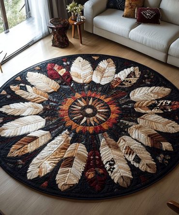 Horizon Geometry Quilted Round Mat