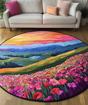 Horizon Line Quilted Round Mat
