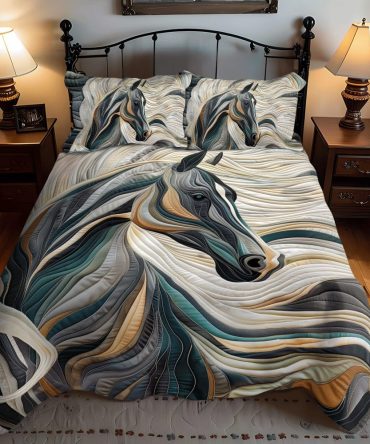 Horse Grace 3-Piece Quilted Bedding Set