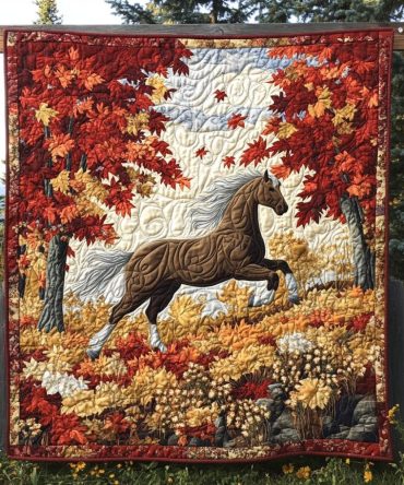 Horse Autumn Gallop Quilted Blanket