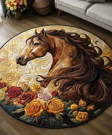 Horse Beauty Quilted Round Mat
