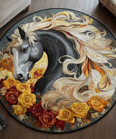 Horse Glory Quilted Round Mat