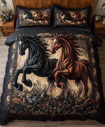 Horse Journey 3-Piece Quilted Bedding Set