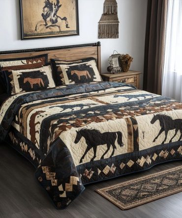 Horse Plains 3-Piece Quilted Bedding Set