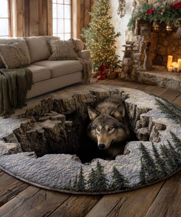Howl Wolf Shadow Quilted Round Mat