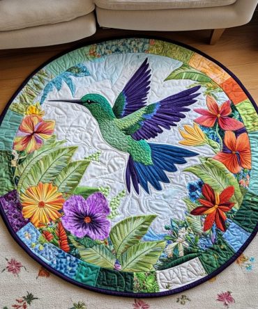 Hummingbird Harmony Quilted Round Mat