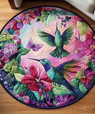 Hummingbird Nectar Garden Quilted Round Mat